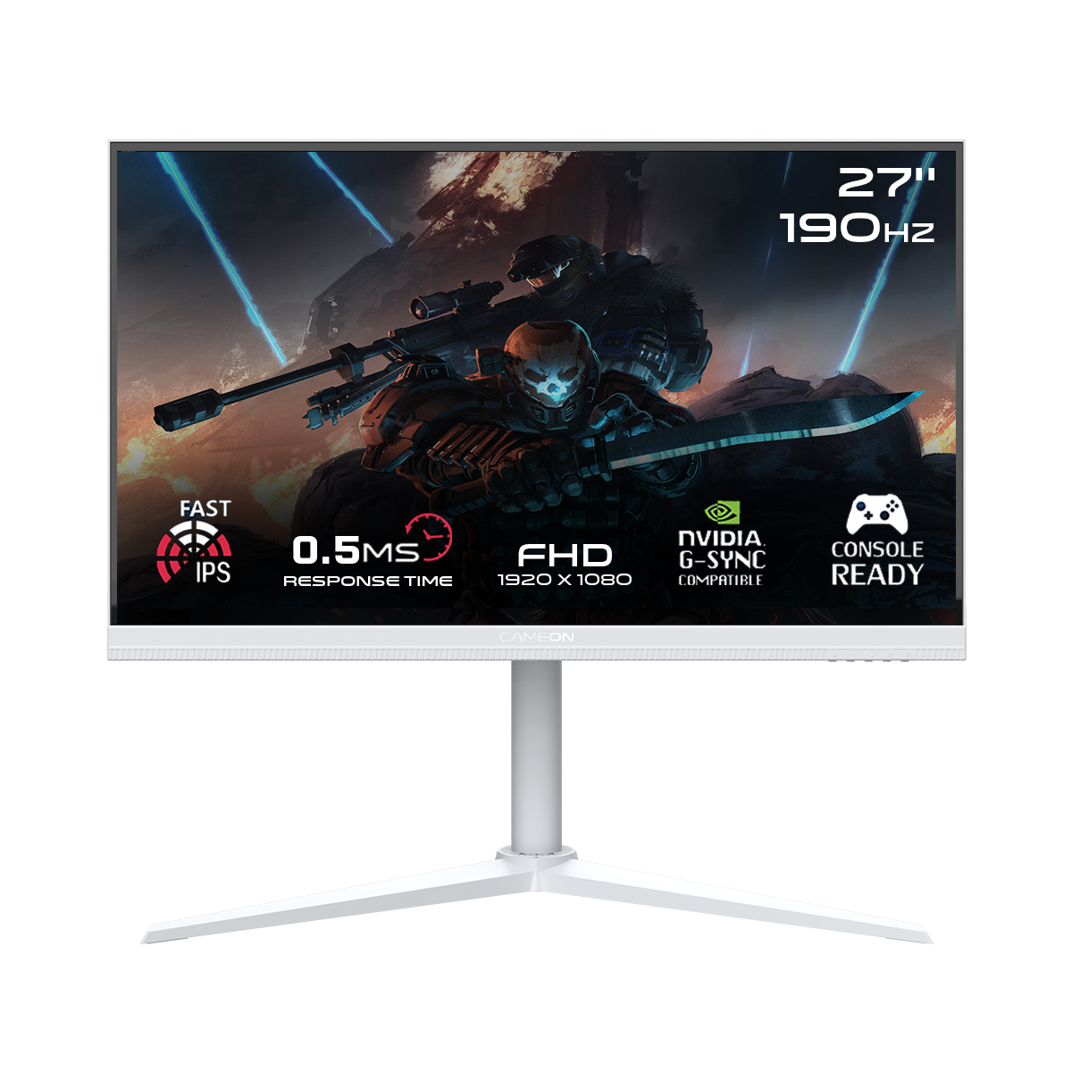 GAMEON GOA27FHD190IPS Artic Pro Series 27" FHD, 190Hz, MPRT 0.5ms, HDMI 2.1, Fast IPS Gaming Monitor (Supports PS5) - White