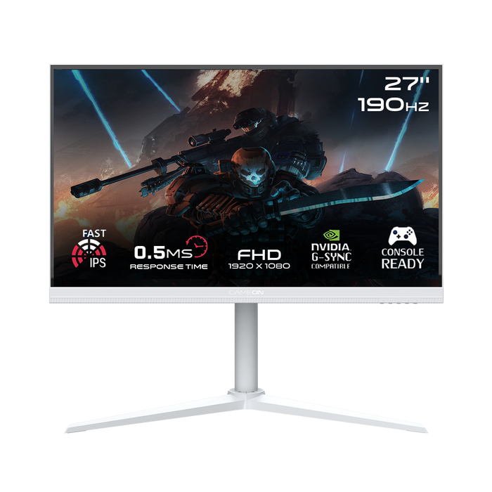 GAMEON GOA27FHD190IPS Artic Pro Series 27" FHD, 190Hz, MPRT 0.5ms, HDMI 2.1, Fast IPS Gaming Monitor (Supports PS5) - White