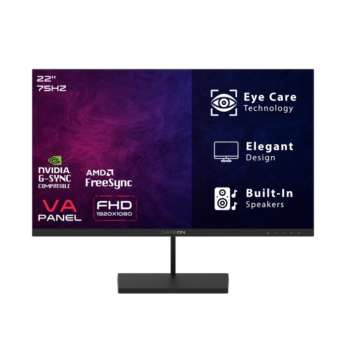 GAMEON GB22F75 Basic Series 21.45" FHD, 75Hz, 5ms, VA Panel Gaming Monitor - Black