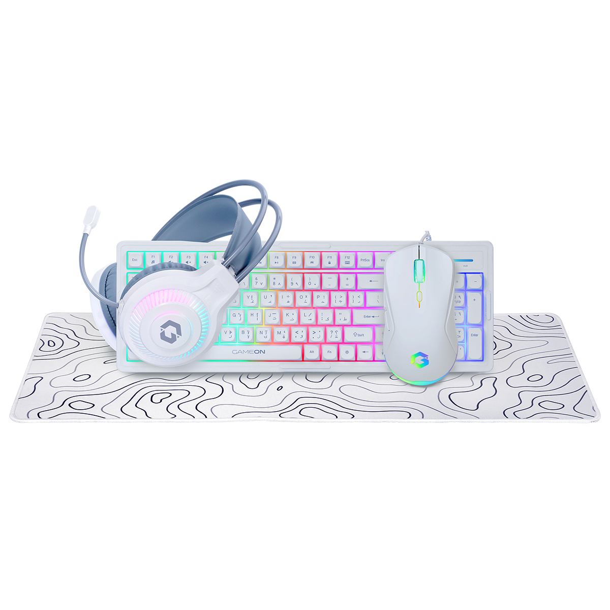 GAMEON GO-CYPHERW-XL-W All-In-One Gaming Bundle (Keyboard, Headset, Mouse & Mousepad)