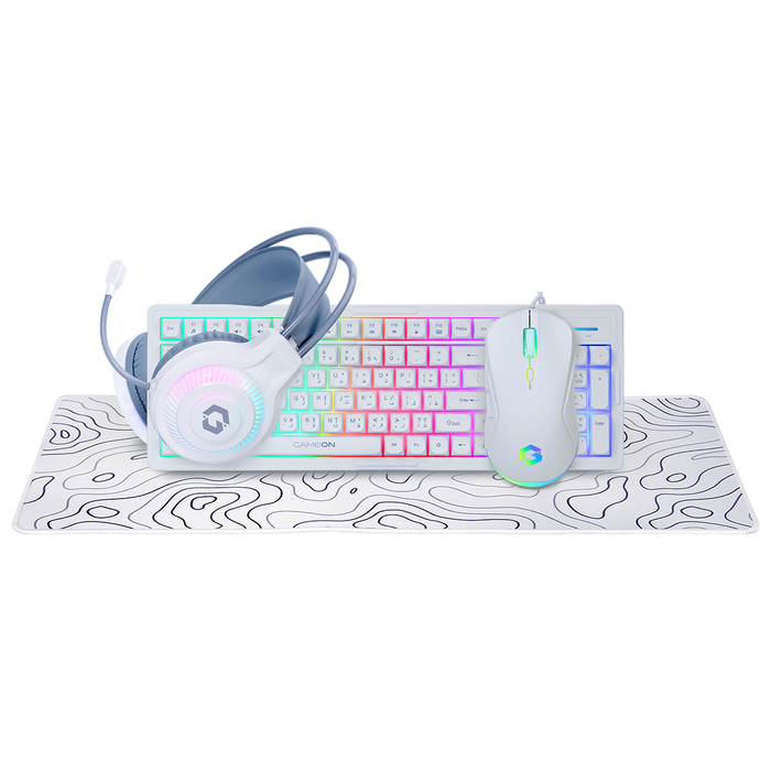 GAMEON GO-CYPHERW-XL-W All-In-One Gaming Bundle (Keyboard, Headset, Mouse & Mousepad)