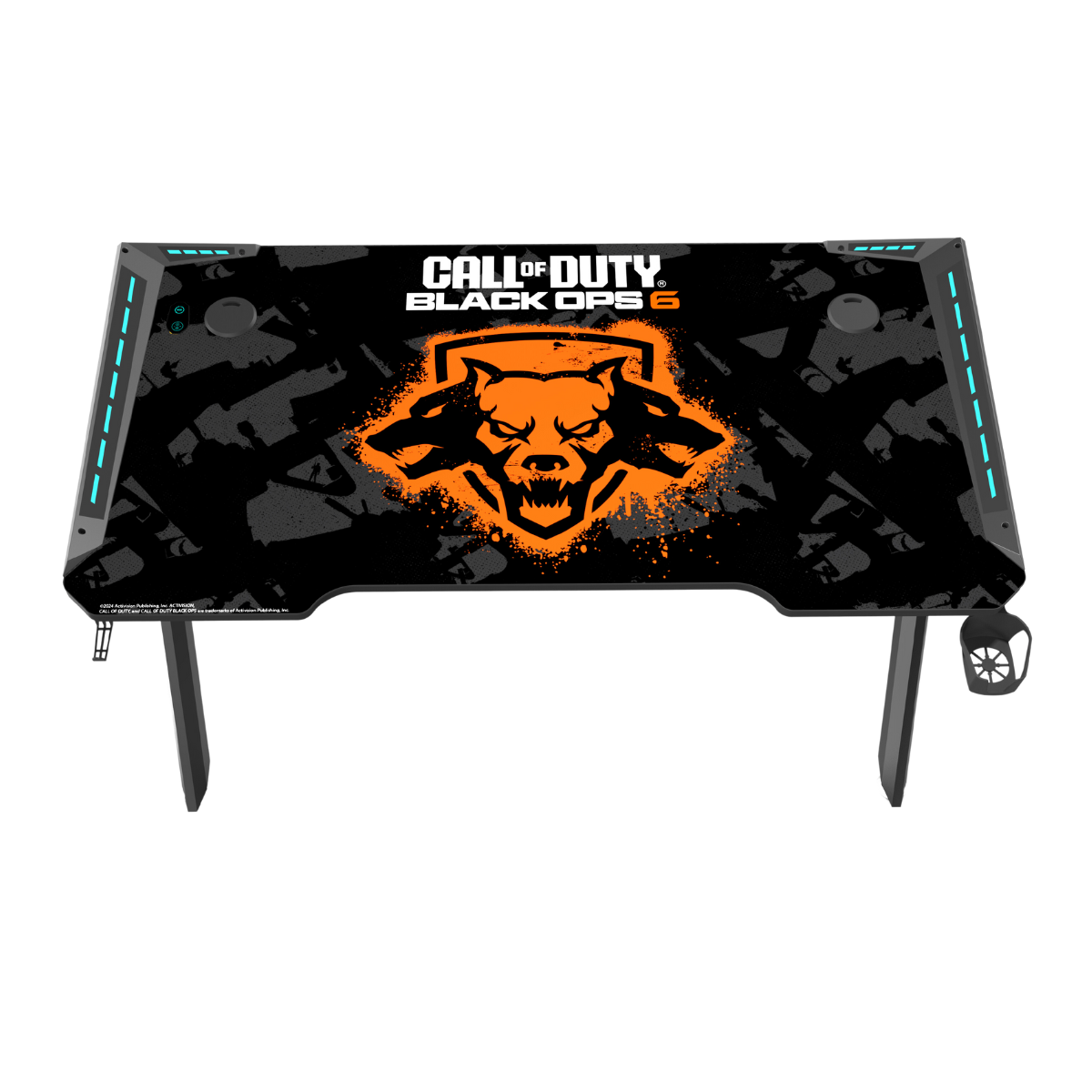 Call Of Duty (COD) Hawksbill BLKOPS6 Series RGB Flowing Light Gaming Desk With Mouse pad, Headphone Hook & Cup Holder - Black