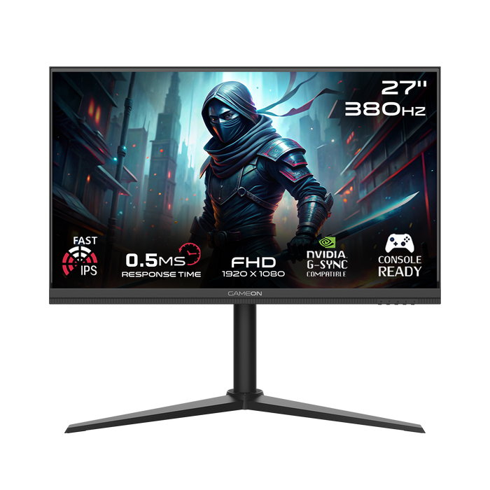 GAMEON GOMP27FHD380IPS Midnight Pro Series 27" FHD, 380Hz, MPRT 0.5ms, HDMI 2.1, Fast IPS Gaming Monitor (Supports PS5) - Black