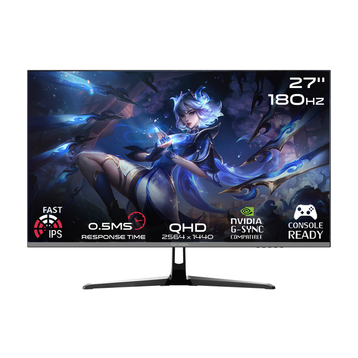 GAMEON GOPS27QHD180IPS Pro Series 27" QHD, 180Hz, MPRT 0.5ms, HDMI 2.1, Fast IPS Gaming Monitor (Supports PS5) - Black