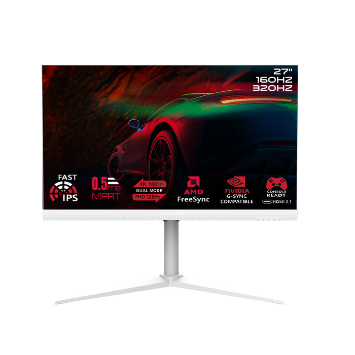 GAMEON GOSX27W Switch X Series 27" Dual Switch 4K UHD 160Hz/FHD 320Hz, MPRT 0.5ms, HDMI 2.1, Fast IPS Gaming Monitor (Supports PS5) - White