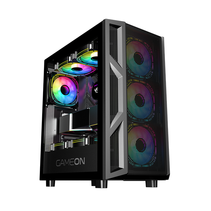 GAMEON Trident IV Series Mid Tower Gaming Case - Black