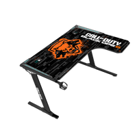 Call Of Duty (COD) Raptor BLKOPS6-R Series L-Shaped RGB Flowing Light Gaming Desk With Mouse pad, Headphone Hook, Cup Holder, Cable Management, Gamepad Holder, Qi Wireless Charger & USB Hub - Black
