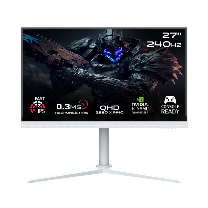 GAMEON GOA27QHD240IPS Artic Pro Series 27" QHD, 240Hz, MPRT 0.3ms, HDMI 2.1, Fast IPS Gaming Monitor (Supports PS5) - White