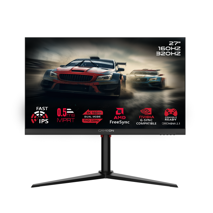 GAMEON GOSX27B Switch X Series 27" Dual Switch 4K UHD 160Hz/FHD 320Hz, MPRT 0.5ms, HDMI 2.1, Fast IPS Gaming Monitor (Supports PS5) - Black