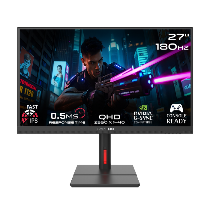 GAMEON GOML27QHD180IPS Midnight Signature Series 27" QHD, 180Hz, MPRT 0.5ms, HDMI 2.1, Fast IPS Mini LED Gaming Monitor (Supports PS5) - Black