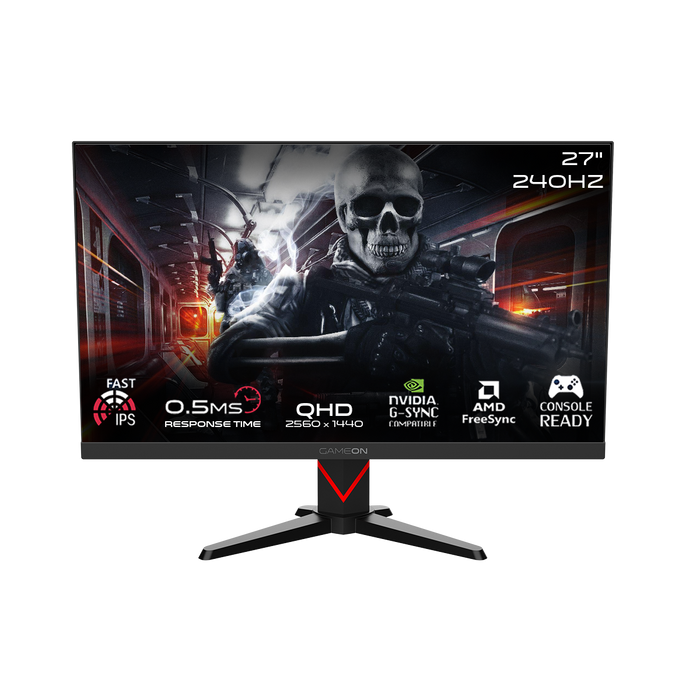 GAMEON GOMD27QHD240IPS Dominator Series 27" QHD, 240Hz, MPRT 0.5ms, HDMI 2.1, Fast IPS Gaming Monitor (Supports PS5) - Black