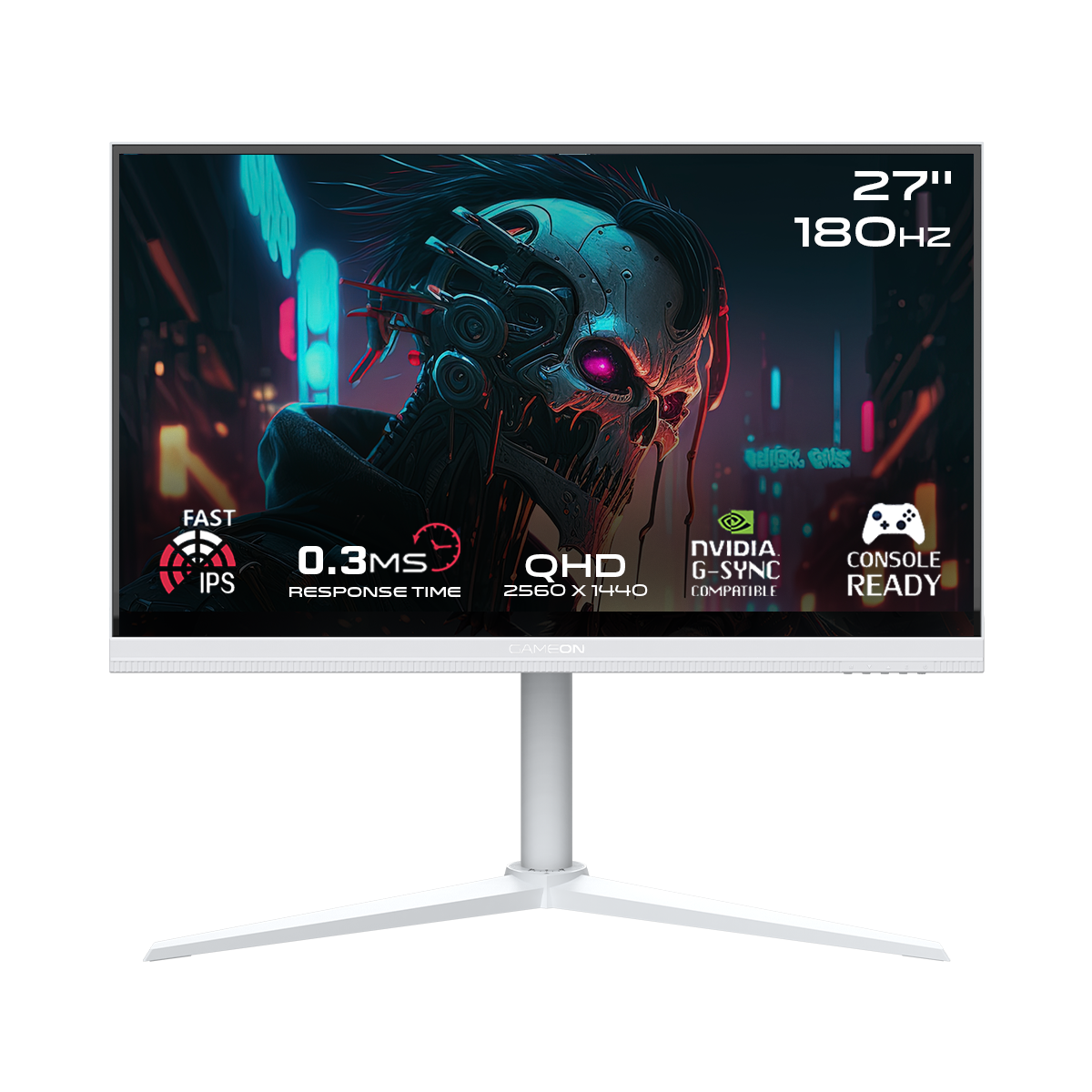 GAMEON GOA27QHD180IPS Artic Pro Series 27" QHD, 180Hz, MPRT 0.3ms, HDMI 2.1, Fast IPS Gaming Monitor (Supports PS5) - White