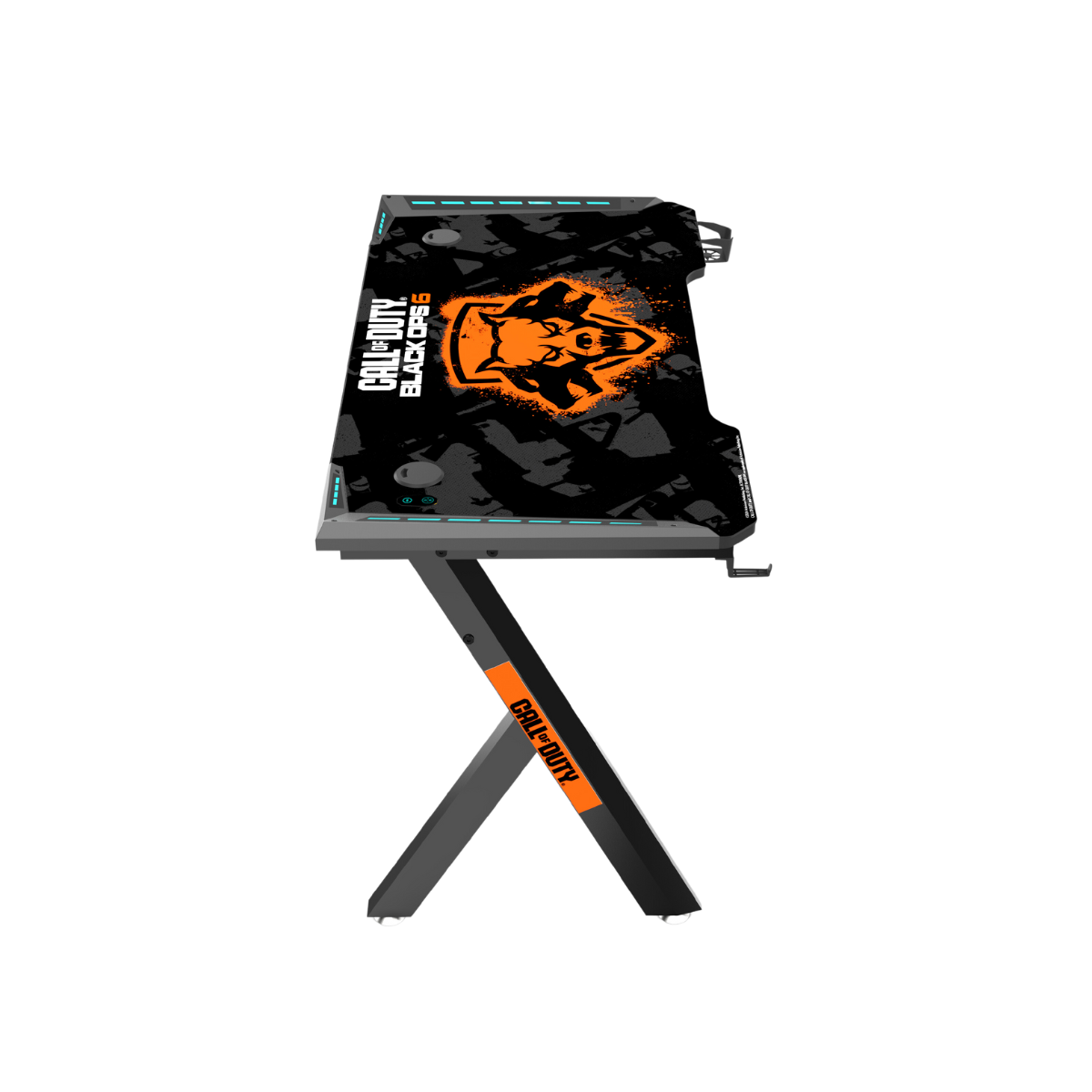 Call Of Duty (COD) Hawksbill BLKOPS6 Series RGB Flowing Light Gaming Desk With Mouse pad, Headphone Hook & Cup Holder - Black
