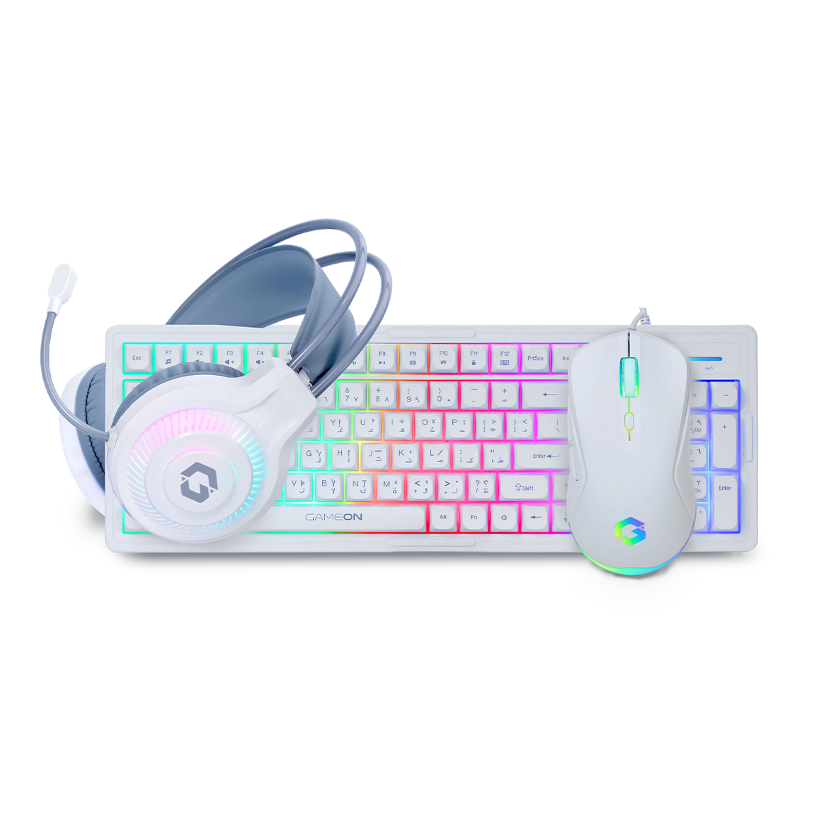 GAMEON GO-CYPHERW-XL-W All-In-One Gaming Bundle (Keyboard, Headset, Mouse & Mousepad)