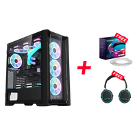 Customized Gaming PC Bundle - Intel i5 12400F Processor, 16GB RAM, 1TB SSD, RTX 3050 6GB, 650W PSU, Liquid Cooler + FREE Cololight LED Strip Light & Deltaco Gaming Headset - Black