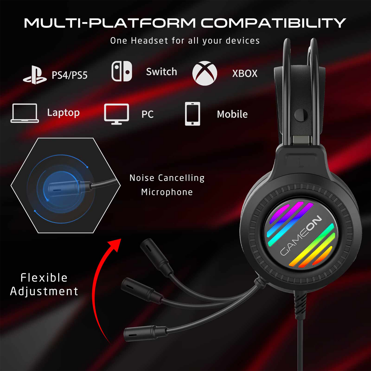 GAMEON GOT100 Ravenstrike RGB Gaming Headset - Black