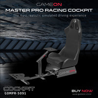 GAMEON GOMPR-5091 Master Pro Racing Gaming Simulator Cockpit - Black
