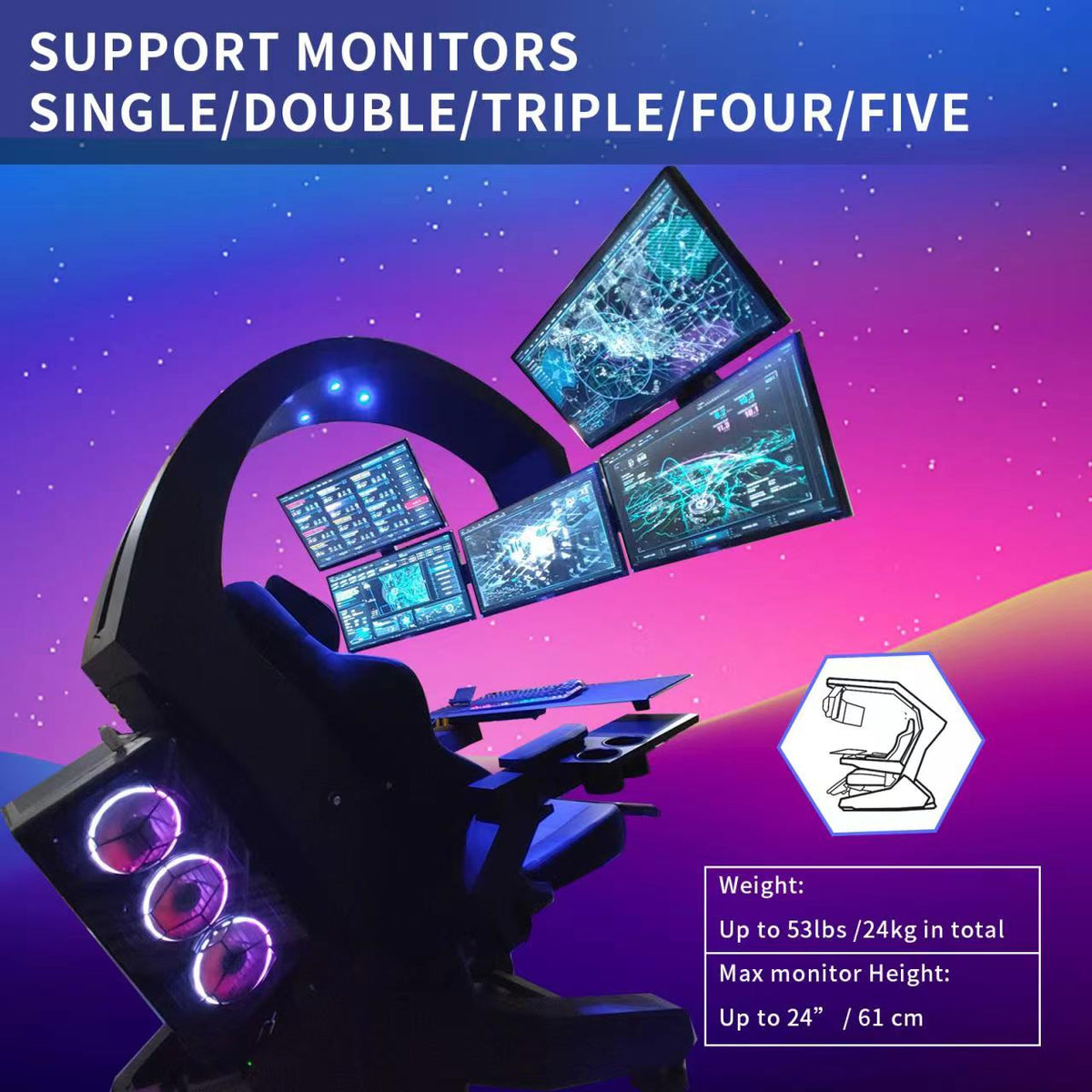 GAMEON IW-320 Zero Gravity Reclining Computer Workstation Gaming Simulator Chair/Cockpit – Black