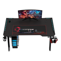 GAMEON Hawksbill Series RGB Flowing Light Gaming Desk (Size: 1200-600-720mm) With (800*300*3mm - Mouse pad), Headphone Hook & Cup Holder - Black