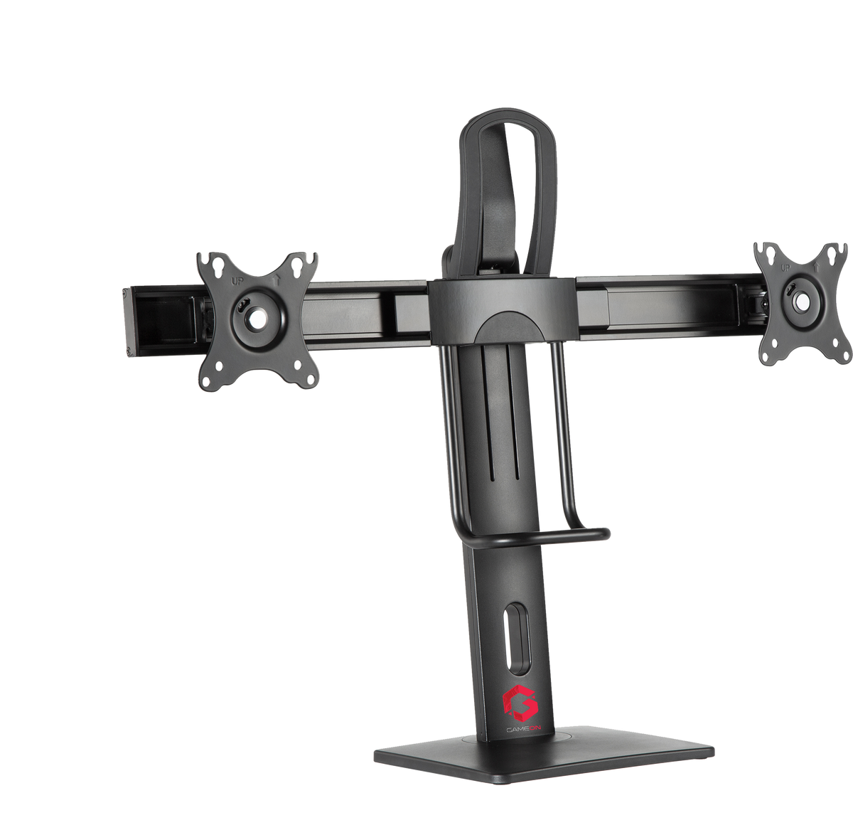 GAMEON GO-2052 Easy To Adjust Vertical Lift Dual Screen Monitor Stand For Gaming And Office Use, 17" - 27", Each Arm Up To 6 KG, Black