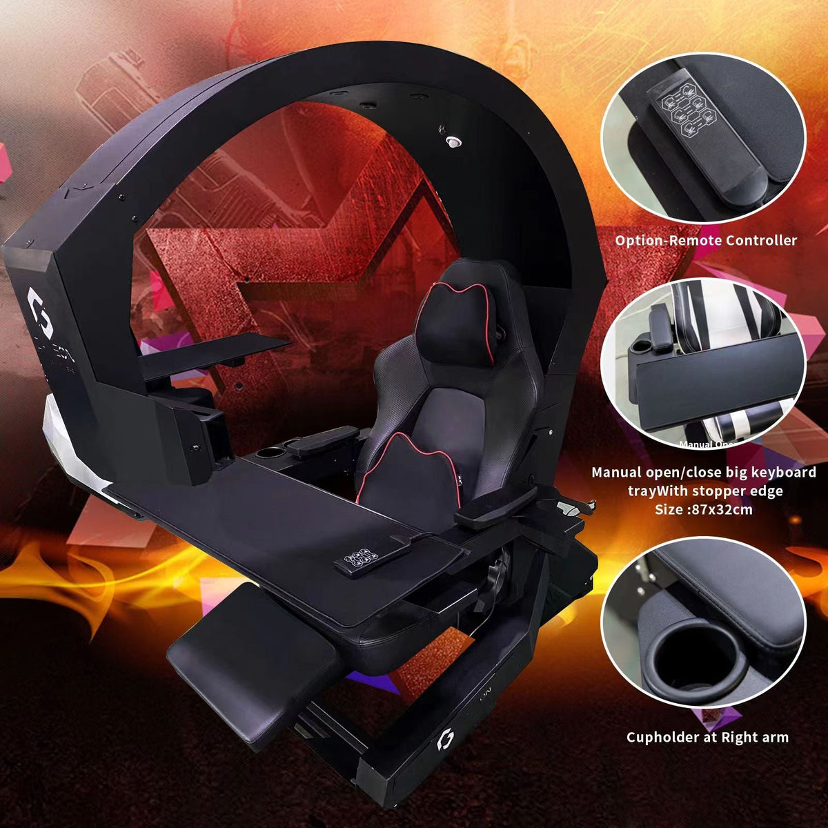 GAMEON IW-320 Zero Gravity Reclining Computer Workstation Gaming Simulator Chair/Cockpit – Black