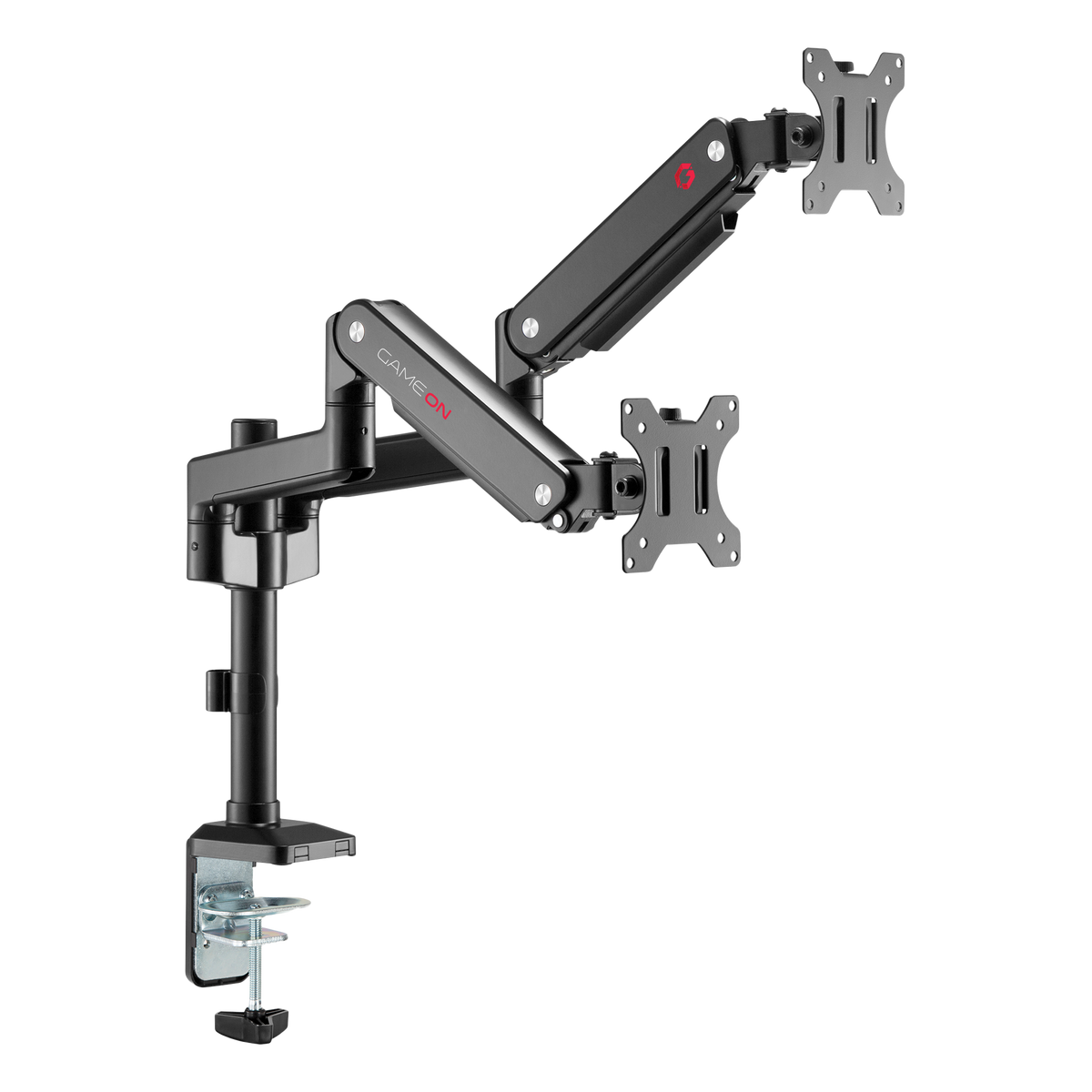 GAMEON GO-2045 Pole-Mounted Spring-Assisted Dual Monitor Arm For Gaming And Office Use, 17" - 32", Each Arm Up To 9 KG, Black