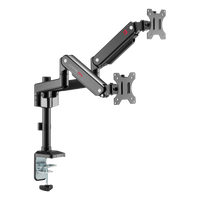 GAMEON GO-2045 Pole-Mounted Spring-Assisted Dual Monitor Arm For Gaming And Office Use, 17" - 32", Each Arm Up To 9 KG, Black