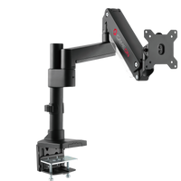 GAMEON GO-2083 Pole-Mounted Aluminum Heavy-Duty Spring-Assisted Single Monitor Arm For Gaming And Office Use, 17" - 49", Flat Monitor Up To 18 KG & Curve Monitor Up To 14 KG, Black