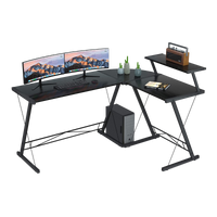 GAMEON 3 in 1 L-Shaped Slayer II XL Series Gaming Desk (Size: 150*112*74cm & Table top 100*48cm + 60*48cm) With Accessories Stand GOSLAYERXLII  - Black
