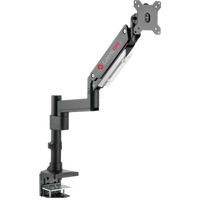 GAMEON GO-2083 Pole-Mounted Aluminum Heavy-Duty Spring-Assisted Single Monitor Arm For Gaming And Office Use, 17" - 49", Flat Monitor Up To 18 KG & Curve Monitor Up To 14 KG, Black