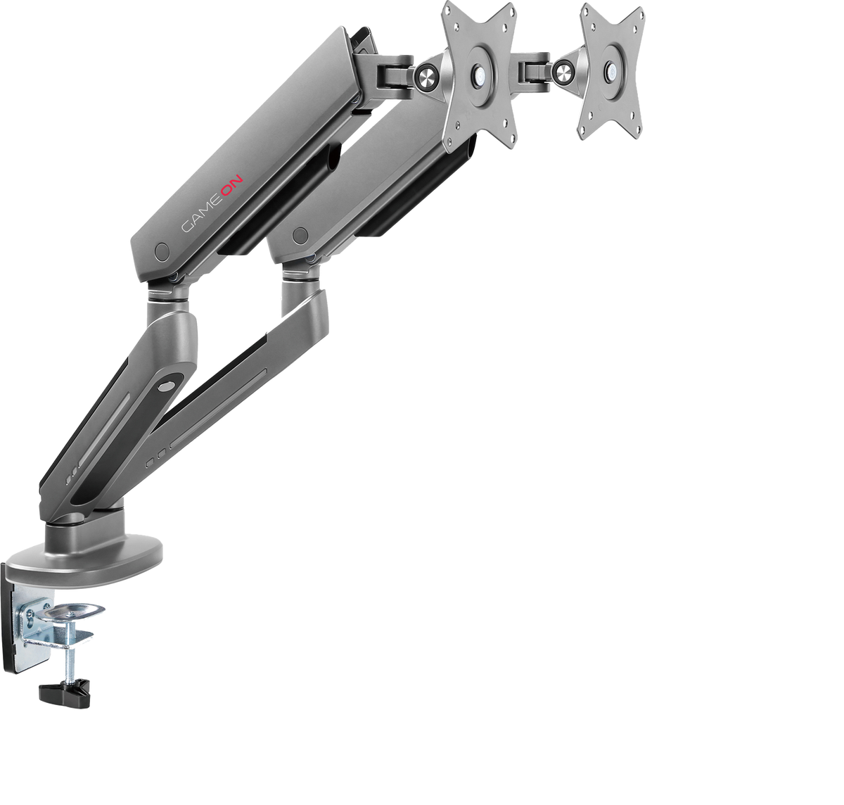 GAMEON GO-2151 PRO V2 Dual Monitor Arm For Gaming And Office Use, 17" - 32" With RGB Lighting, Each Arm Up To 9 KG, Space Grey