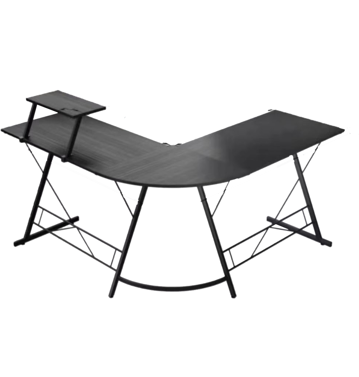 GAMEON L-Shaped Slayer I Series Gaming Desk (Size: 129*129*74cm & Table top 80*46cm) With Headset Hook, Cup Holder & Accessories Stand - Black