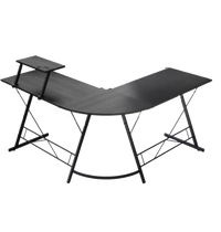 GAMEON L-Shaped Slayer I Series Gaming Desk (Size: 129*129*74cm & Table top 80*46cm) With Headset Hook, Cup Holder & Accessories Stand - Black