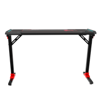 GAMEON Raptor II Series Z-Shaped RGB Flowing Light Gaming Desk (Size: 1400-600-720mm) With (800*300*3mm - Mouse pad), Headphone Hook & Cup Holder - Black
