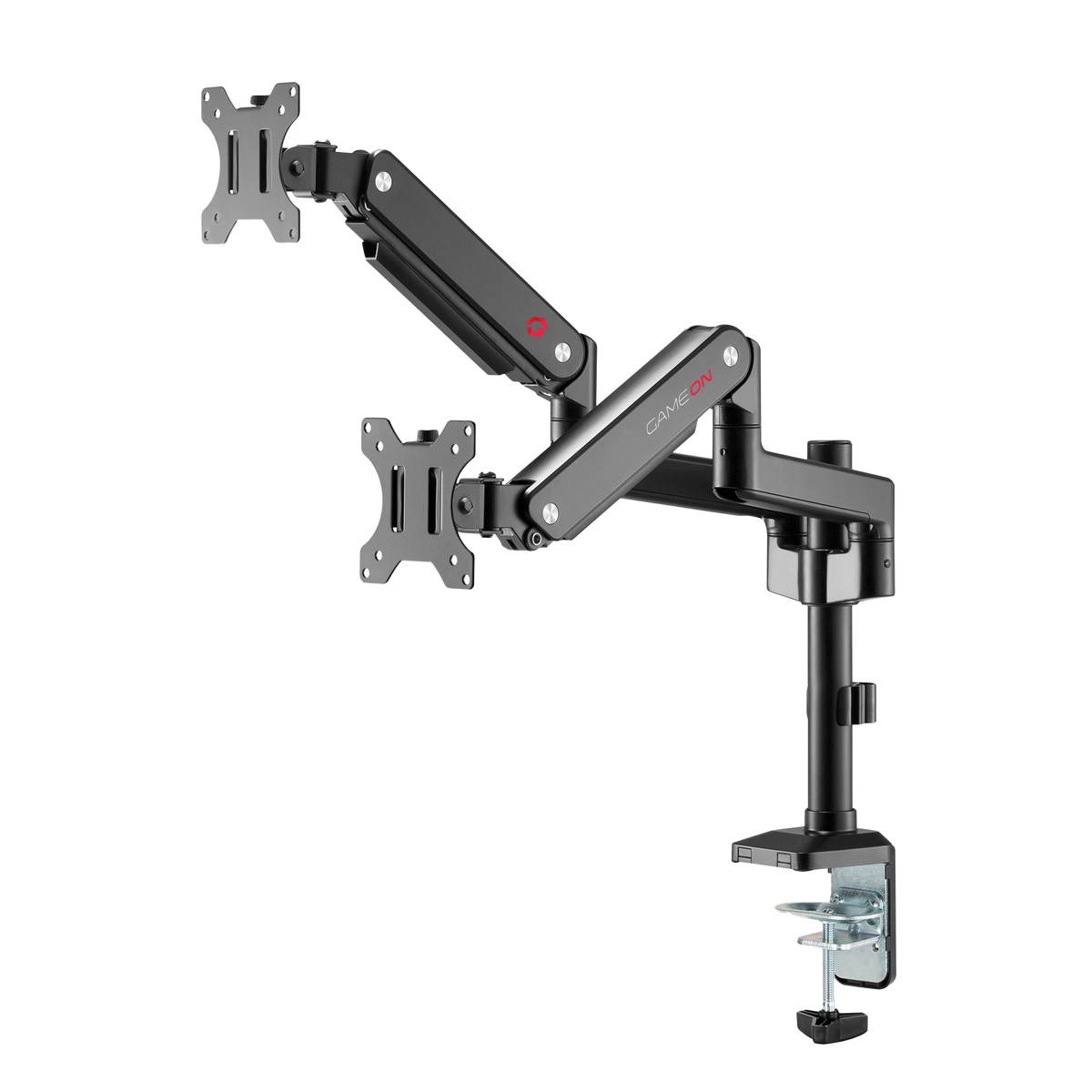 GAMEON GO-2045 Pole-Mounted Spring-Assisted Dual Monitor Arm For Gaming And Office Use, 17" - 32", Each Arm Up To 9 KG, Black