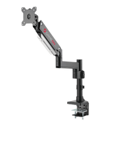 GAMEON GO-2083 Pole-Mounted Aluminum Heavy-Duty Spring-Assisted Single Monitor Arm For Gaming And Office Use, 17" - 49", Flat Monitor Up To 18 KG & Curve Monitor Up To 14 KG, Black