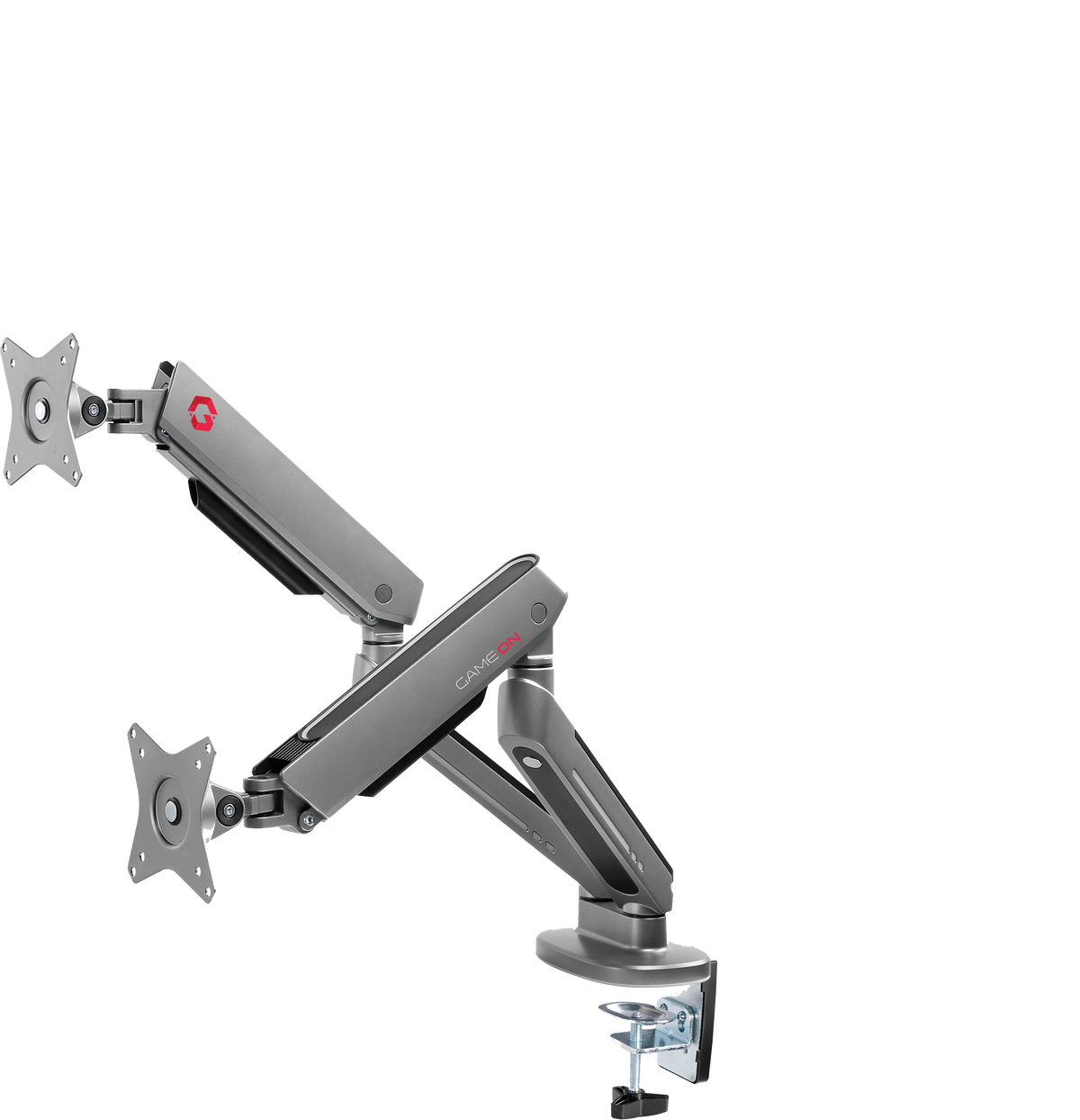 GAMEON GO-2151 PRO V2 Dual Monitor Arm For Gaming And Office Use, 17" - 32" With RGB Lighting, Each Arm Up To 9 KG, Space Grey