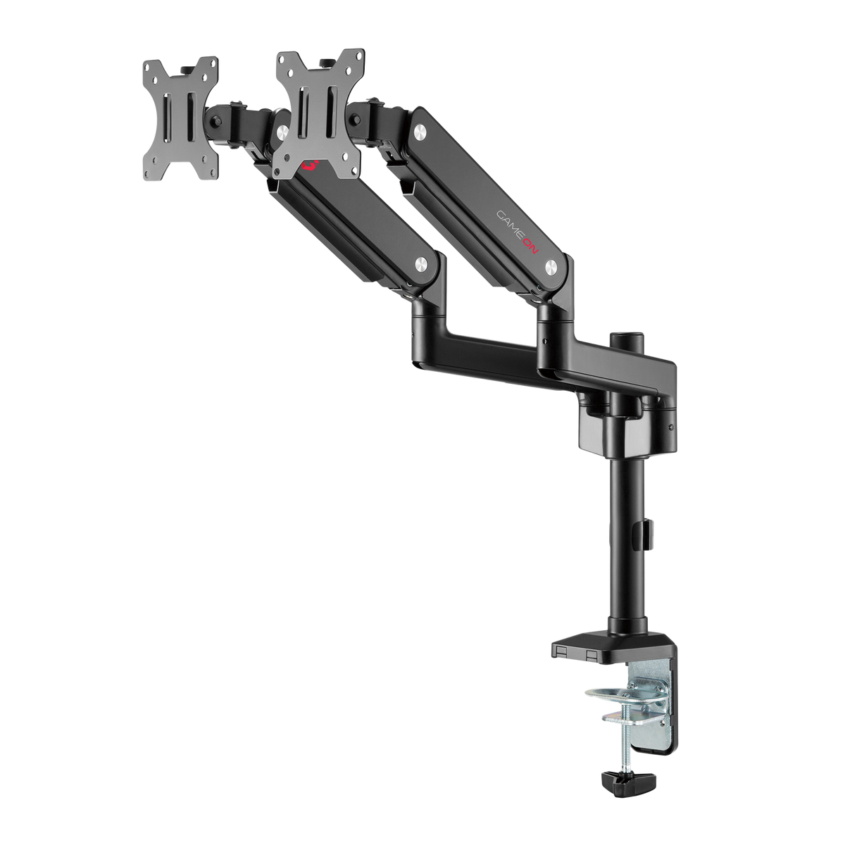 GAMEON GO-2045 Pole-Mounted Spring-Assisted Dual Monitor Arm For Gaming And Office Use, 17" - 32", Each Arm Up To 9 KG, Black