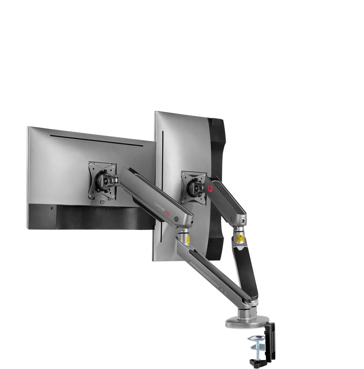 GAMEON GO-2151 PRO V2 Dual Monitor Arm For Gaming And Office Use, 17" - 32" With RGB Lighting, Each Arm Up To 9 KG, Space Grey