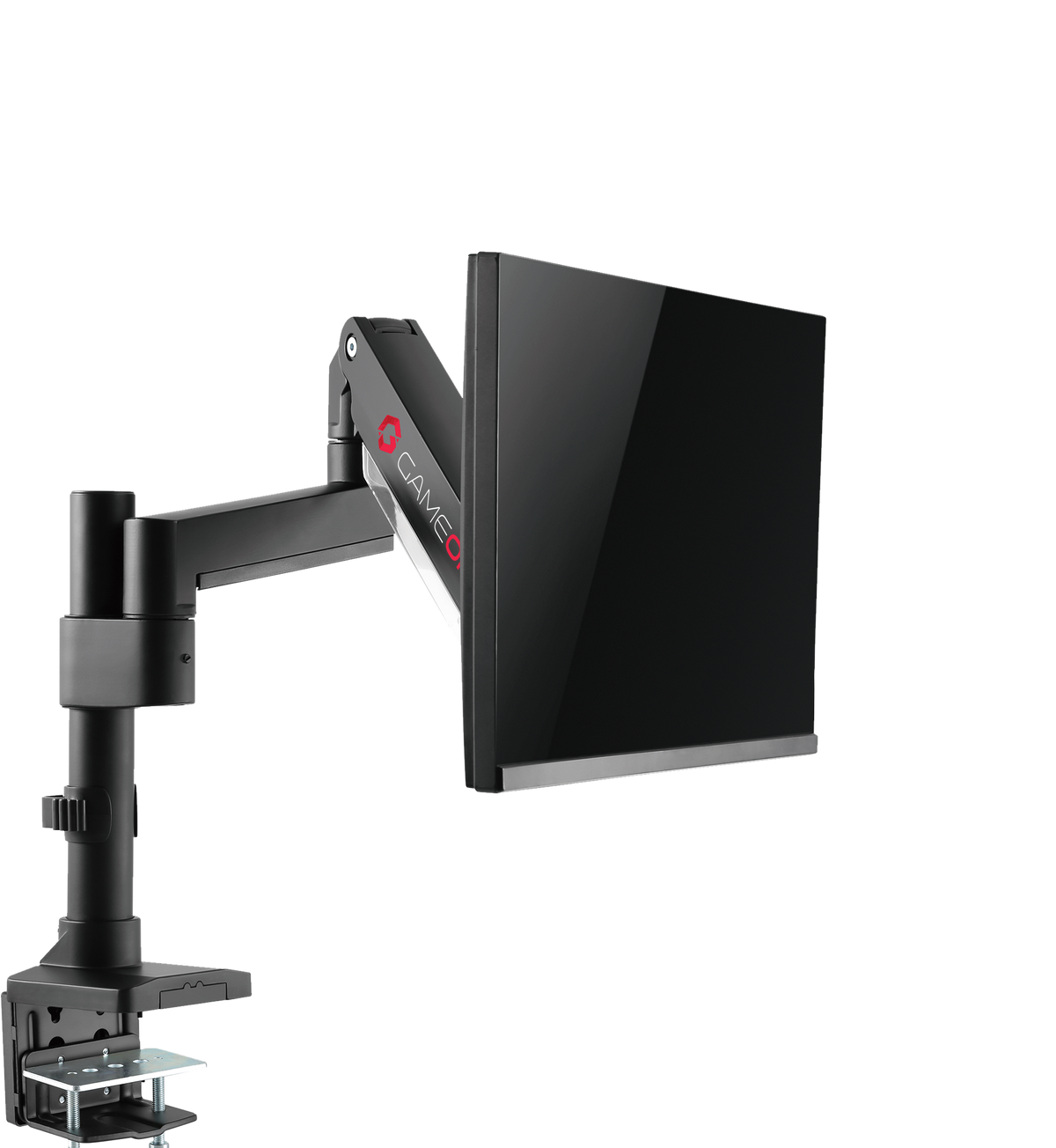 GAMEON GO-2083 Pole-Mounted Aluminum Heavy-Duty Spring-Assisted Single Monitor Arm For Gaming And Office Use, 17" - 49", Flat Monitor Up To 18 KG & Curve Monitor Up To 14 KG, Black