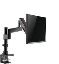 GAMEON GO-2083 Pole-Mounted Aluminum Heavy-Duty Spring-Assisted Single Monitor Arm For Gaming And Office Use, 17" - 49", Flat Monitor Up To 18 KG & Curve Monitor Up To 14 KG, Black