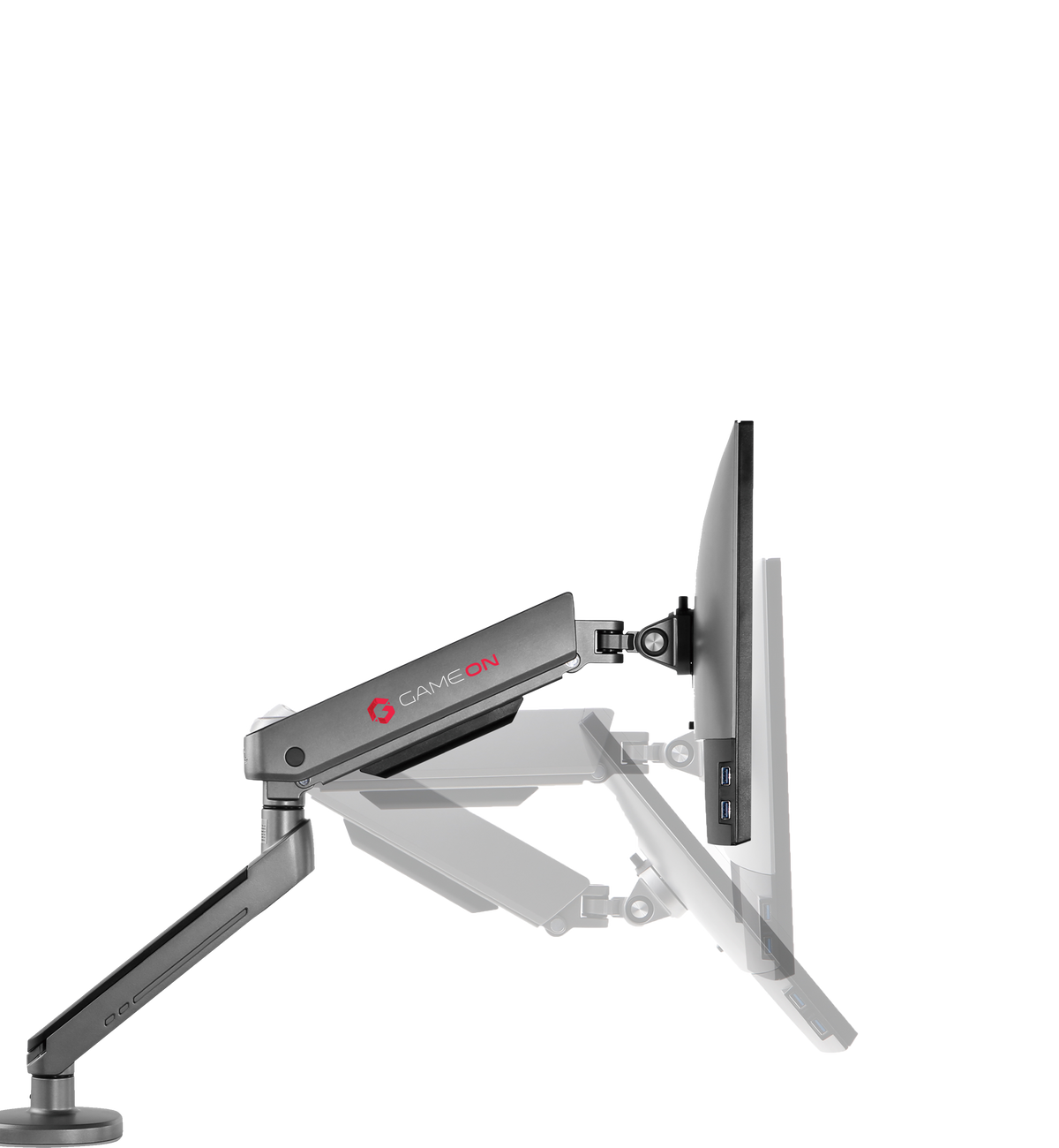 GAMEON GO-2168 PRO V2 Single Monitor Arm For Gaming And Office Use, 17" - 32" With RGB Lighting, Arm Up To 9 KG, Space Grey