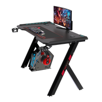 GAMEON Hawksbill Series RGB Flowing Light Gaming Desk (Size: 1200-600-720mm) With (800*300*3mm - Mouse pad), Headphone Hook & Cup Holder - Black