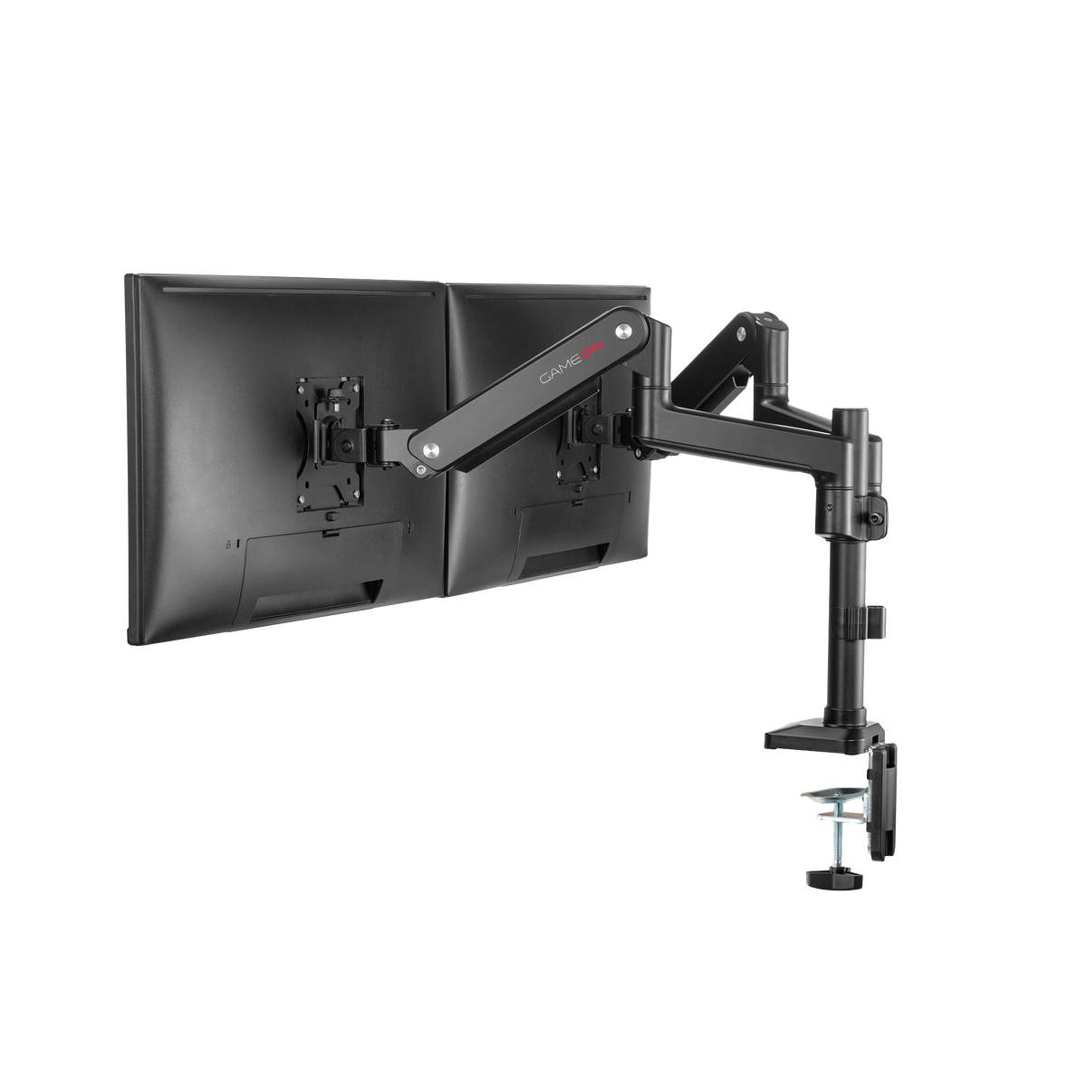 GAMEON GO-2045 Pole-Mounted Spring-Assisted Dual Monitor Arm For Gaming And Office Use, 17" - 32", Each Arm Up To 9 KG, Black