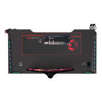 GAMEON Raptor II Series Z-Shaped RGB Flowing Light Gaming Desk (Size: 1400-600-720mm) With (800*300*3mm - Mouse pad), Headphone Hook & Cup Holder - Black