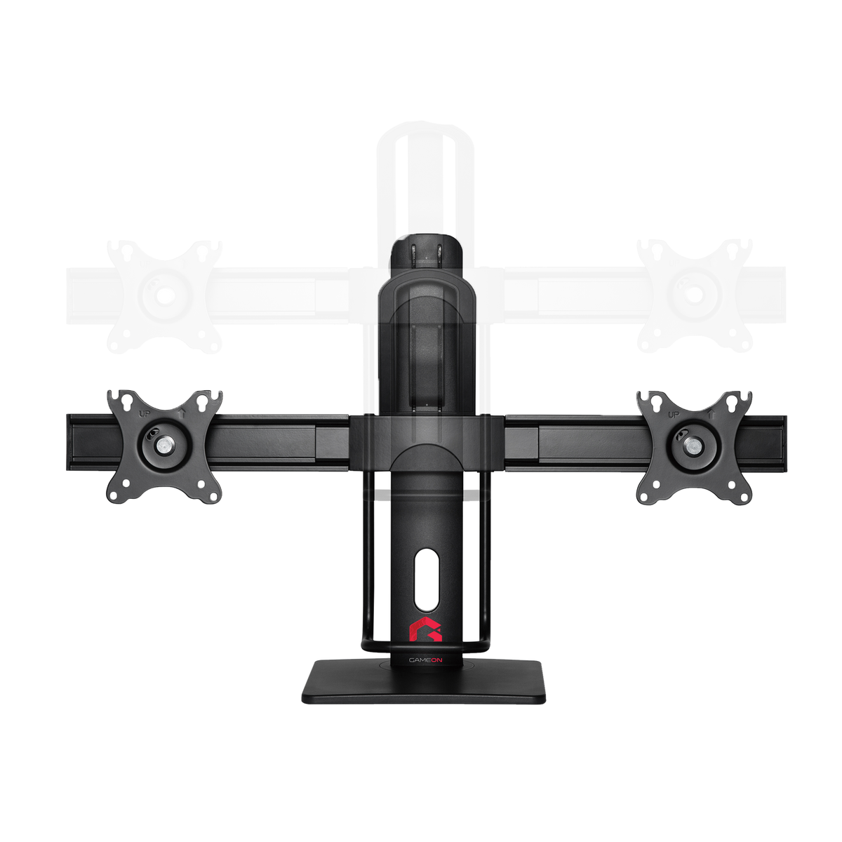 GAMEON GO-2052 Easy To Adjust Vertical Lift Dual Screen Monitor Stand For Gaming And Office Use, 17" - 27", Each Arm Up To 6 KG, Black