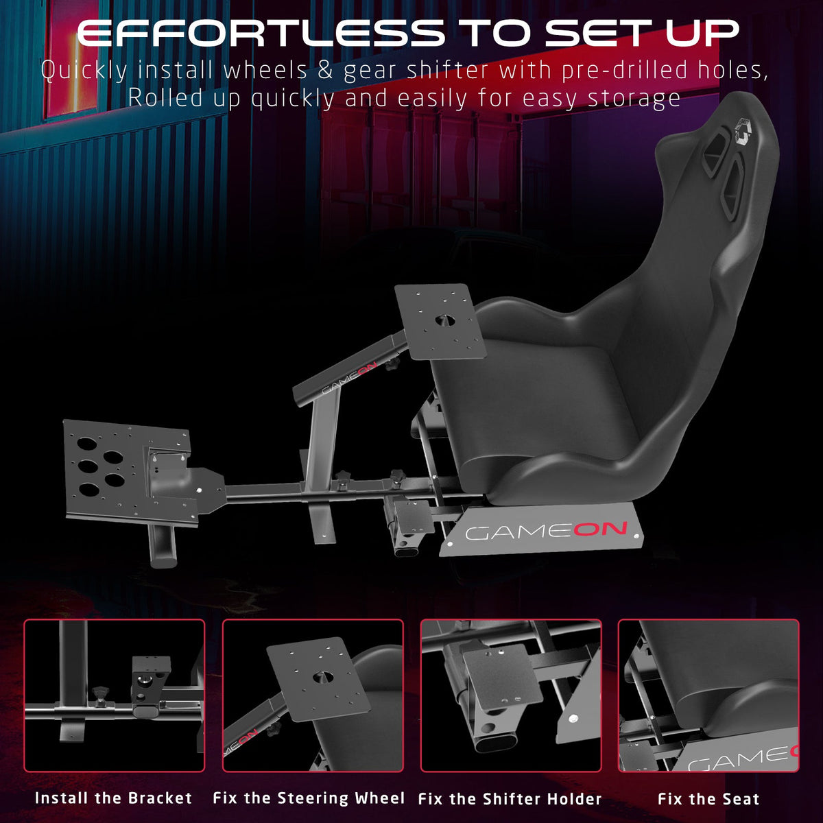 GAMEON GOMPR-5091 Master Pro Racing Gaming Simulator Cockpit - Black