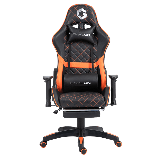 GAMEON GO-BC4D-BO Gaming Chair with Adjustable 2D Armrest & Foot Rest - Orange/Black
