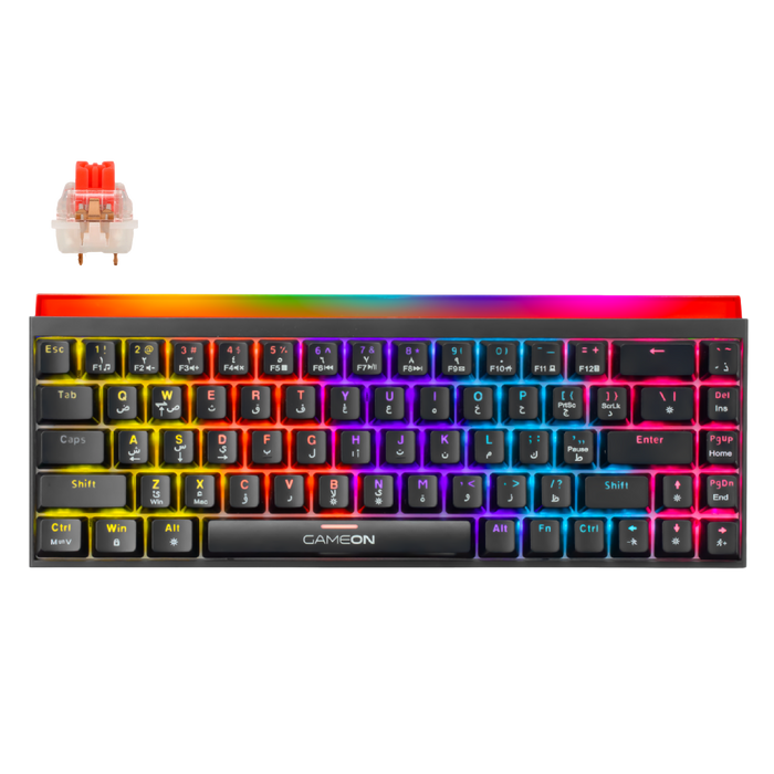 GAMEON PRIMEX GO-MK260-RS 60% RGB Mechanical Gaming Keyboard – Front view showing red switches and compact layout.