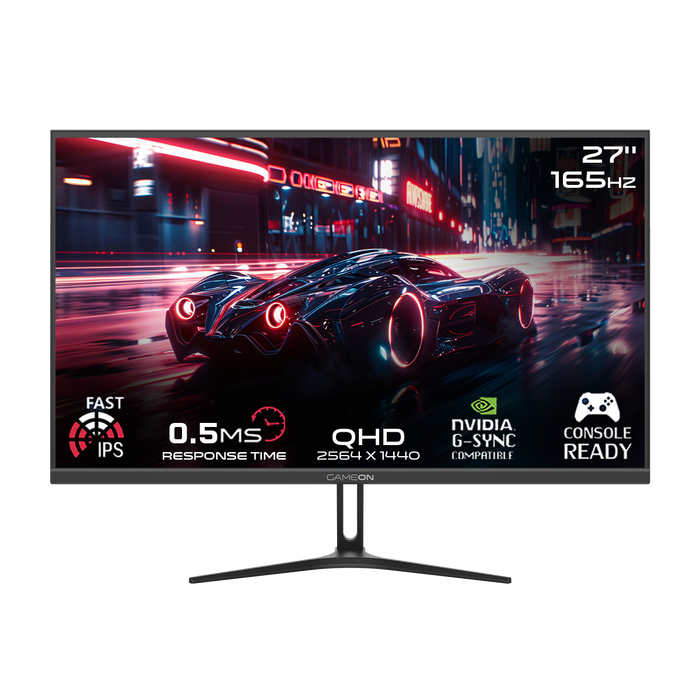 GAMEON GOAE27QHD165IPS Pro Series 27" QHD, 165Hz, MPRT 0.5ms, HDMI 2.1, Fast IPS Gaming Monitor (Supports PS5) - Black